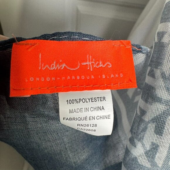 India Hicks Heritage Blue Monogram Scarf Shawl sarong - Picture 5 of 6